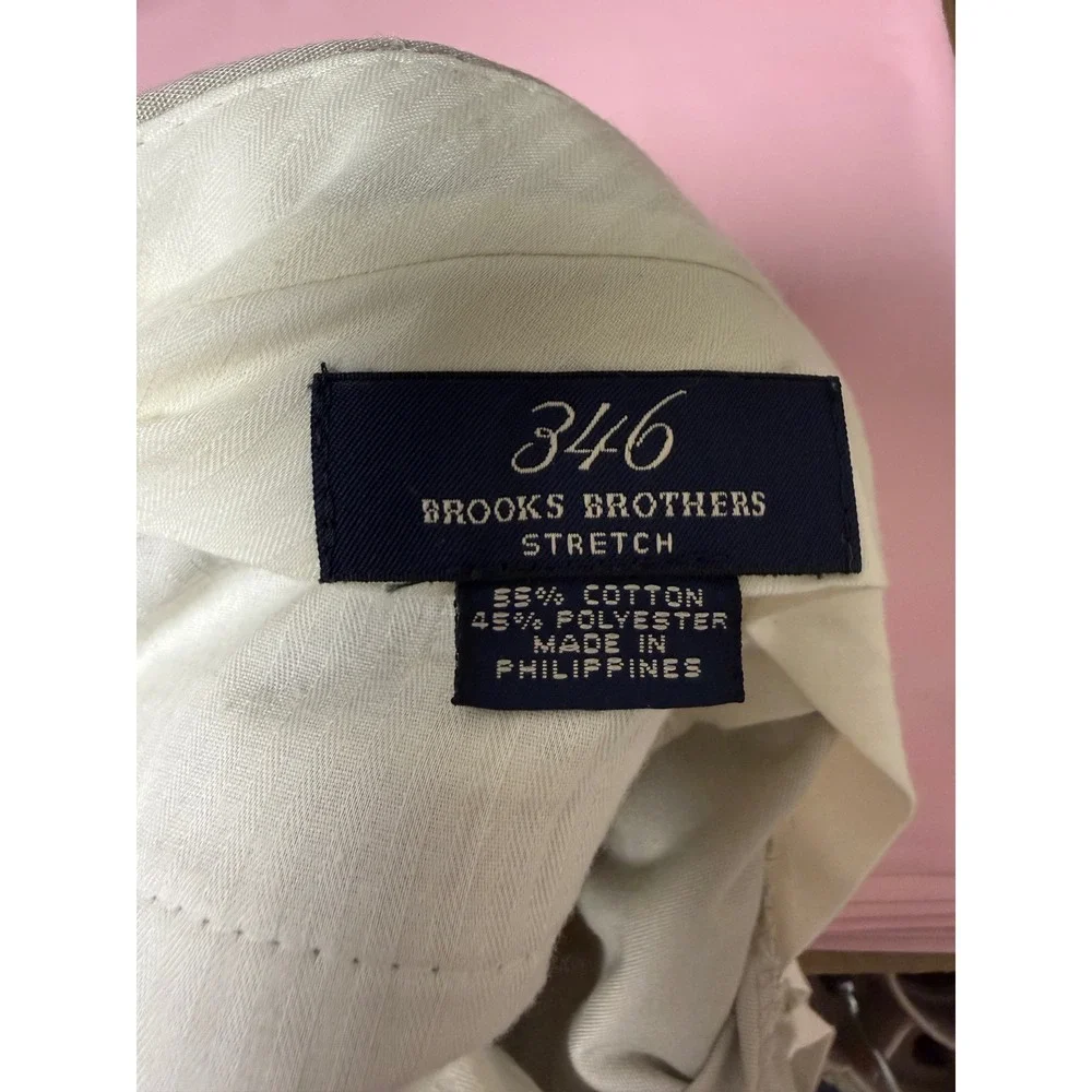 Brooks Brothers 346 Stretch Khaki Dress Pants Mens 34x31 Pleated‎ Flat Front